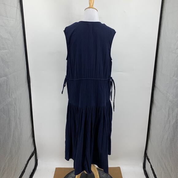 Caslon Dress Womens S Small Navy Cotton Gauzy Tiered Sleeveless Tiered Midi - Picture 6 of 12